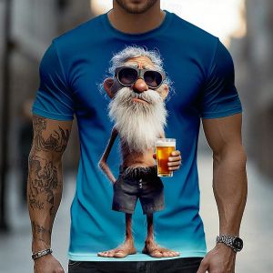 [Local Stock] VCC Mens Ombre Old Man T Shirt Short Sleeve T shirt 3D Print Crew Neck Shirt Funny Casual Daily Street Spring Summer Mens Clothing