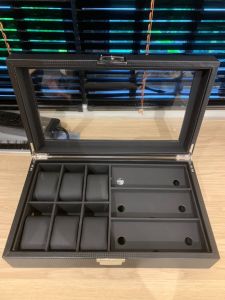 Roll_n_Rotate Carbon fiber leather watch box glasses storage and arrangement sunglasses watch box with lock display storage box