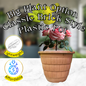 [P29] Big Plant Option Brown Color Bricks Style Deco Plastic Pot Quality Product and cheap in Price Thick & Hard Plastic