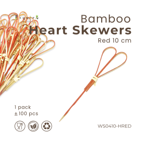 Tusuk Bambu Dessert Simpul Hati Merah Cocktail 10 cm WS0410-HRED