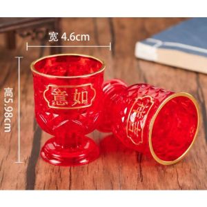 Cangkir Puja Gelas Sembahyang Plastik Mika Merah Gelas Warna Merah Puja Sembahyang Bahan Kristal