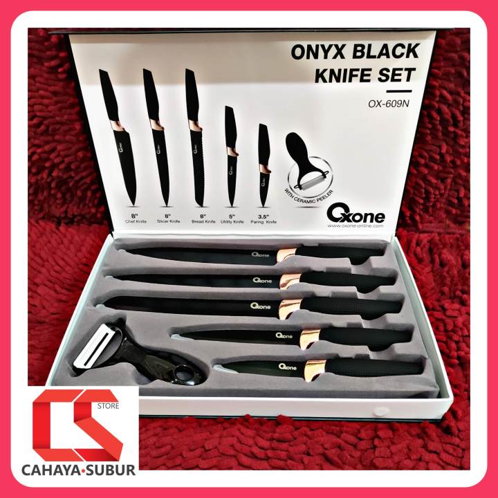 Pisau Set OXONE OX-609N Onyx Black ORIGINAL / Knife Set Oxone 6pcs