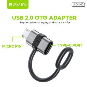 BAVIN O99 OTG USB 3.0 to Type-C Adapter Fast 5Gbps Transfer Plug & Play Compact Converter for Tablet & Smartphones