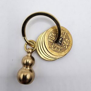 (SG Seller Ready Stocks) Solid Copper Gourd with Five Emperor Coins Key Holder