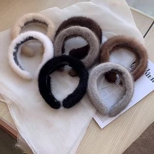New Winter Real Mink Fur Headband For Women Hair Accessories Solid Head Wraps Warm Furry Gift2026
