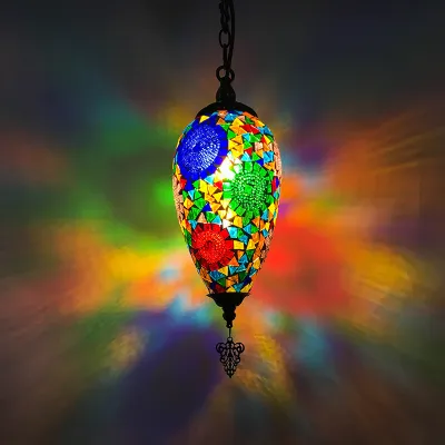 1 Global Turkish Pendant Light Led Stained Glass Mediterranean Ceiling Lighting Kitchen Bar Entrance Corridor Indoor Hanging Lamps