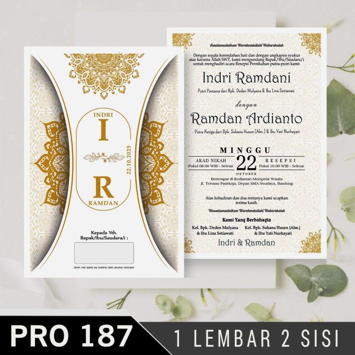 (100 PCS) 50 Desain Undangan Varian 1 Lembar 2 Sisi, Bahan BC 150 GSM
