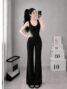 Set áo cổ tim sát nách kèm quần dài ống rộng KVYBODY S55 chất thun cotton borip lụa dày mịn co giãn