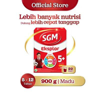 SGM Eksplor 5+ dengan IronC Susu Bubuk Rasa Madu 900gr - Untuk Usia 5-12 Tahun