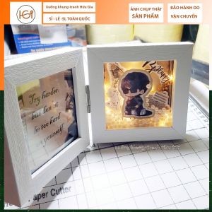 {CÓ ĐÈN} Khung ảnh đôi 3D khung ảnh gập kỉ niệm sinh nhật size 10x10cm 10x 15cm có kèm ảnh nhiều màu khung