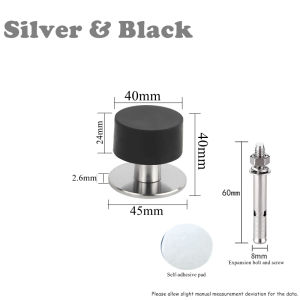 Door Stopper Rubber Sound Dampening Door Bumpers No Drill Non Punch Self Adhesive Door Stop Stainless Steel Door Stopper Floor