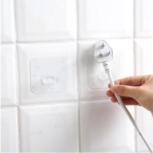 Transparent Adhesive Socket Wall Mount Hooks Rack Space Saver Heavy Load Strong Self Creative Plug Hook (1 Pcs)