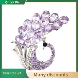 🔔🔔🔔QA Luxury Classic Purple Peacock Rhinestone Brooches Pins For Women Girls Elegant Animal Badges Jewelry Accessories Gift