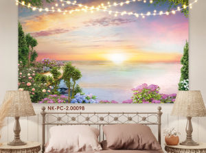 (Tặng đinh móc+keo dán) Tranh vải treo tường backdrop phong cảnhthiên nhiên thiết kế theo yêu cầu