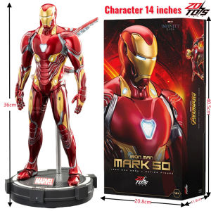 ZDTDS Original 1/5 36CM MK50 MK3 LED lighting 10th Anniversary Memorial Collect Tony Stark Model Action Figure Gift