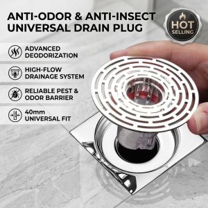 Floor Drain Anti Odor Drain Cover Large Diameter Straight Drainage Anti Insect Deodorant Stopper Non Overflow Closed Design Bathroom Shower Floor Drain Trap