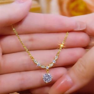 100% Original 18k Legally Pawned Saudi Gold Aesthetics: Exquisite and Fashionable Full Diamond Necklace for Women Cash on Delivery