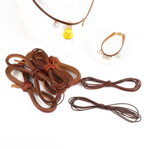 2M Retro สายหนังแท้สีน้ำตาล1.5มม. 2มม. เชือกกลม3/4/5/6/8/10มม. สายหนังแบนสำหรับ Home Living Craft