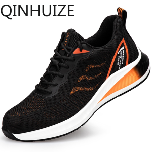 QINHUIZE New style mens safety shoes steel woven mens anti-puncture work shoes steel toe outdoor protective shoes