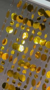 Sacesr 10PCS 1 Meter Sequins Hanging Foil Curtains Gold Silver PVC Round Sequin Rain Curtain Glitter Bead Round Sequin Bead Strings 3M8Q4