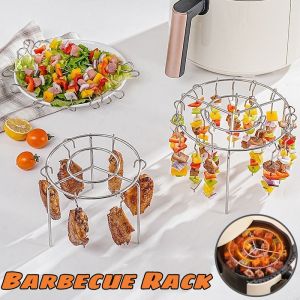 12/24sticks Air Fryer Grill Rack 304 Oven Safe Food Grade Round Vertical Hanging Kebab Rack