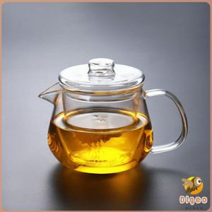 Digeo Borosilicate Glass Clear Cup With Lid and Tea Infuser Teapot 600ml and 500ml