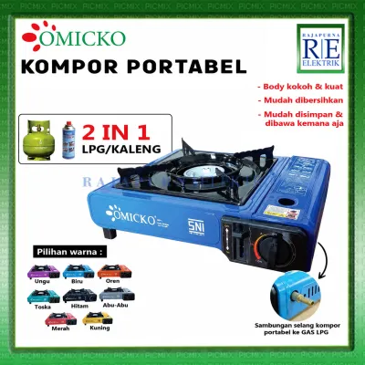 OMICKO Kompor Portable Gas Camping Piknik BBQ Free Koper Api Biru SNI