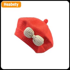 【2-3 ngày giao hàng】 Thời Trang Dễ Thương Bé Hat Rắn Màu Bow Ấm Beret Hat Cho Cô Gái Cổ Điển Công Chúa Beret Hat Trẻ Em Mùa Thu Mùa Đông Cap Quà Tặng