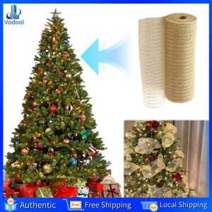 [Vodool Home Mall] 2 Rolls Decorative Mesh Ribbon Metallic Foil Deco Mesh Christmas Mesh Ribbon for Wreath Swags and Christmas Tree Decoration