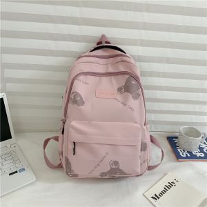 UISN #B2077 Fashion Backpack Soft Canvas Printed Bear Design School Bag Travel Bag