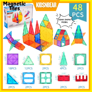 Mainan edukasi anak 2 tahun | Magnet mainan anak | Magnetic tiles | Marble Run | Magnet Mainan Anak | 208-Magnetic Tiles