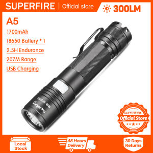 SUPERFIRE A5 LED flashlight rechargeable portable military super bright tactical torch waterproof aluminium alloy Outdoor hiking