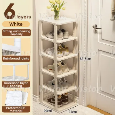 VISION Multi-Layer Plastic Shoe Rack - Stackable Dustproof Shoe Cabine Space Saving Storage Organizer for Home Entrance Dormitory