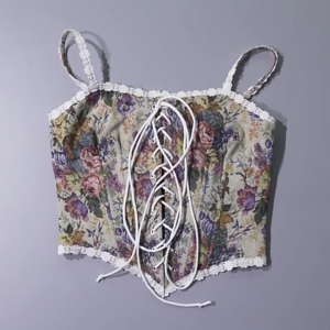 Phụ Nữ Cổ Điển in hoa Corset gợi cảm Áo Crop Top mùa hè Chắp Vá Mỏng Bustier Cho áo ba lỗ Với Băng Cho Quần Jean Váy