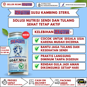 Sukam - Susu Kambing Steril 100% Langsung Minum Solusi Penambah Daya Tahan Tubuh Paket 1 Kaleng Sukam