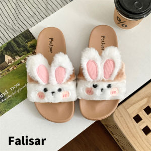 Falisar รองเท้าเเตะแฟชั่นผู้หญิง ขนเฟอร์หูกระต่าย งานปักอย่างดี รุ่น 1768-4