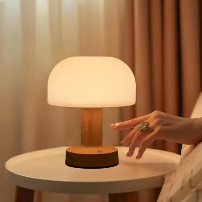 Mushroom Lamp Portable Wireless Touch Dimmable Rechargeable Table Lamp Bedroom Decoration Night Light for Living Room Outdoor Patio