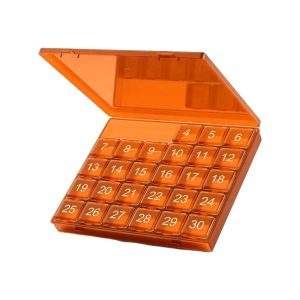 Transparent Monthly Pill Organizer Squeeze-to-Open Plastic 30 Day Pill Case 4 Weeks One Month Pill Cases Compartments Daily Medcine Container for Vitamins