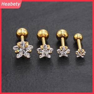 Heabety  316L thép không gỉ Helix  Sao Bông tai phụ nữ 1PC xu hướng Zircon Thùy rook sụn tai trang sức phụ kiện cơ thể