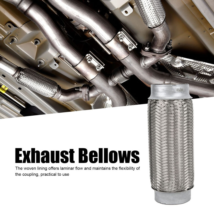 2.5x8in Exhaust Flex Pipe Stainless Steel Braid Flexible Joint Coupling Tube Universal for Car