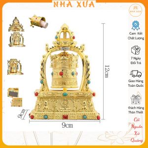 Tháp Kinh Luân Xoay Bằng Đồng OmManiPadmeHum Năng Lượng Mặt Trời Bánh Xe Cầu Nguyện