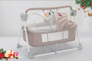 เปลเด็กไฟฟ้า ควบคุมรีโมท อัตโนมัติ โยกเบาๆ พับเก็บได้ หลายฟังก์ชัน