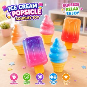 Ice Cream Squishy Stress Toy Gradient Soft Squeeze Fidget Sensory Home Use Gift