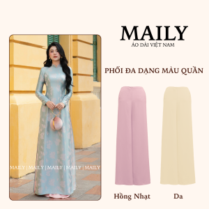 Áo Dài Duyên Nhã Form Ôm Truyền Thống Gấm Cúc Đại Đóa Cổ Cao Tay Dài Tôn Dáng - ÁO DÀI MAILY
