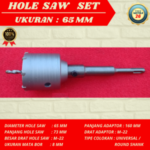 [SET] Mata Bor Hole Saw Pelubang Beton Tembok Pipa AC Perkakas Alat Pertukangan Perbaikan Rumah 25 30 35 40 50 65 75 80 90 MM Set