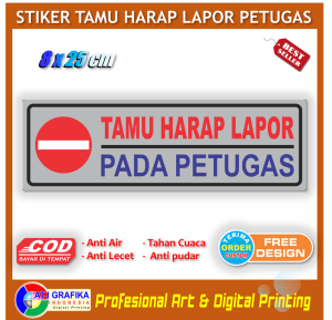 Stiker tamu harap lapor petugas sticker peringatan kedatangan tamu pos satpam security keamanan