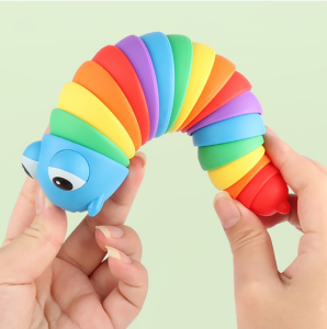 Mainan Anak Fidget Toy Finger Slug Ulat Siput Meringkuk Rainbow Siput Gelisah