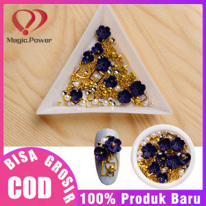 Shell Bunga Manik Berlian Imitasi Campuran 3D Nail Art Payet DIY Manikur Perhiasan Dekorasi
