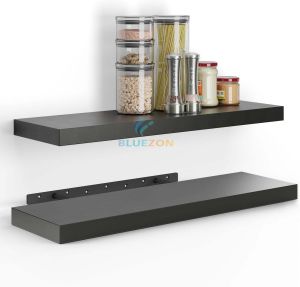 Combo 2 kệ gỗ treo tường trang trí dài 43cm kèm chốt chữ U âm tường phụ kiện vít tắc kê