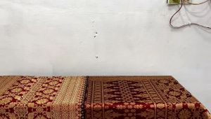 SONGKET PALEMBANG TENUN GOLD MAROOM MEWAH BUATAN TENUN TRADISIONAL